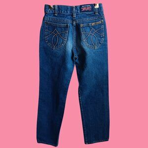 Girls 10 22x26 Vintage 1980's Jeans BRITTANIA DISCO EMBROIDERED POCKET DENIM
